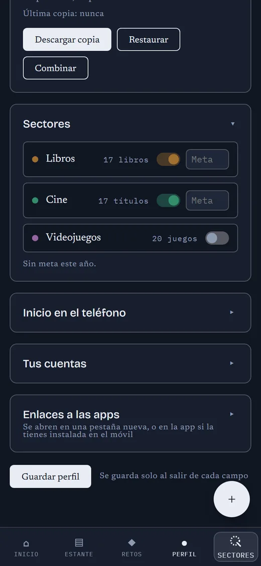 Perfil con Videojuegos apagado